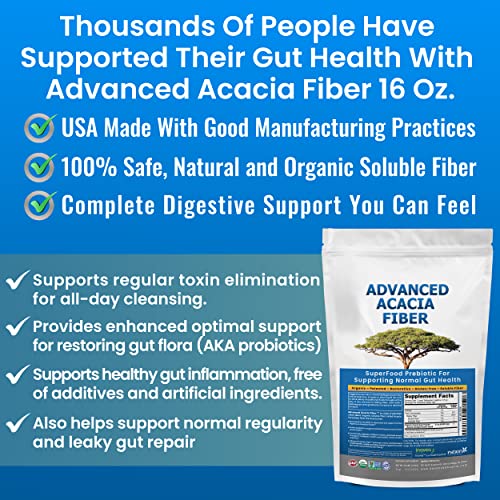 Advanced Acacia Fiber Powder 2.5 Ibs (40oz) Soluble Fiber Leaky Gut