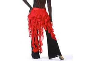 Wuchieal Women's Belly Dance Hip Scarf Belt Skirt Latin Dance Belt Performance Tassel Wave Skirt