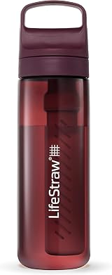 LifeStraw Go Series BPA-Free Water Filter Bottle 22oz Merlot