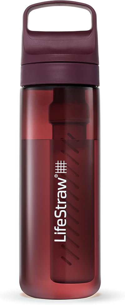 LifeStraw Go Series BPA-Free Water Filter Bottle 22oz Merlot