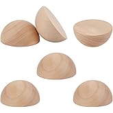OLYCRAFT 6 Pack 3 Inch Half Wood Balls Unfinished Wood Half Sphere Balls Natural Wooden Split Ball Wooden Globes for Crafts Painting Ornaments DIY Projects Christmas Home Party Decoration