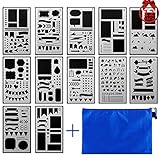 ONEST 12 Pack Journal Stencil Plastic Planner Stencils Journal/Notebook/Diary/Scrapbook DIY Drawing Template Stencil 4x7 Inch with Gift Zip Pouch
