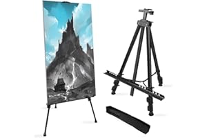 RRFTOK Art Painting Display Easel Stand,72Inches Portable Adjustable Metal Tripod with Artist Easels for Canvases Height from 22-72”for Table-Top/Floor Paint and Displaying,Black