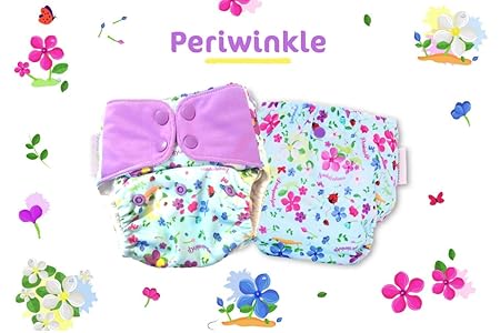Superbottoms Cloth Diapers Plus UNO Reusable All in One Diaper with 2 Organic Cotton Soakers and Dry Feel - Periwinkle