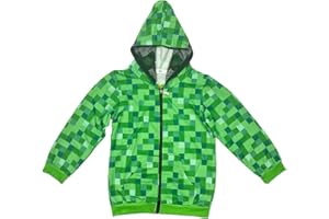 Askong Boys Classic Hoodie Full Zip Up Novelty Hooded Sweatshirt Mesh Pixel Crafter Fans Hoodies for Kids 5-12