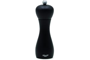 Bisetti Rimini Black Matte Finish Salt Mill With Adjustable Ceramic Grinder, Made In Italy