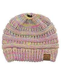 C.C BeanieTail Soft Stretch Cable Knit Messy High