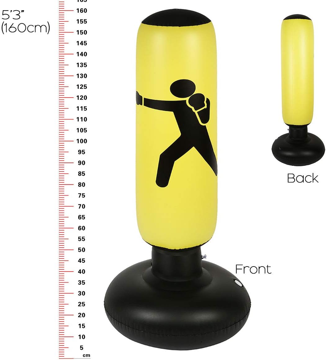 C CRYSTAL LEMON Fitness Punching Bag for Kids, Heavy Punching Bag Inflatable Punching Tower Bag Freestanding Children Fitness Play Adults De-Stress Boxing Target Bag Over 5ft : Sports & Outdoors