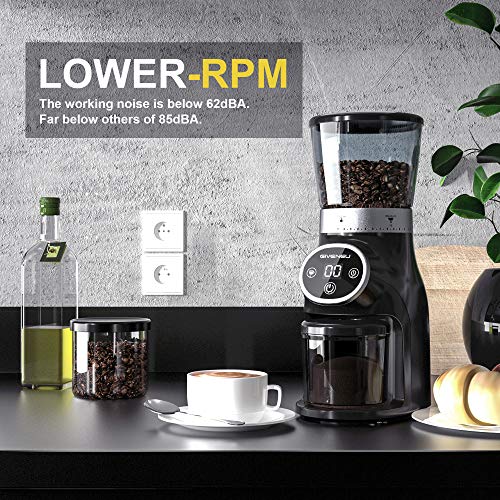 Conical Burr Coffee Grinder, GIVENEU Electric Burr Mill Coffee Bean