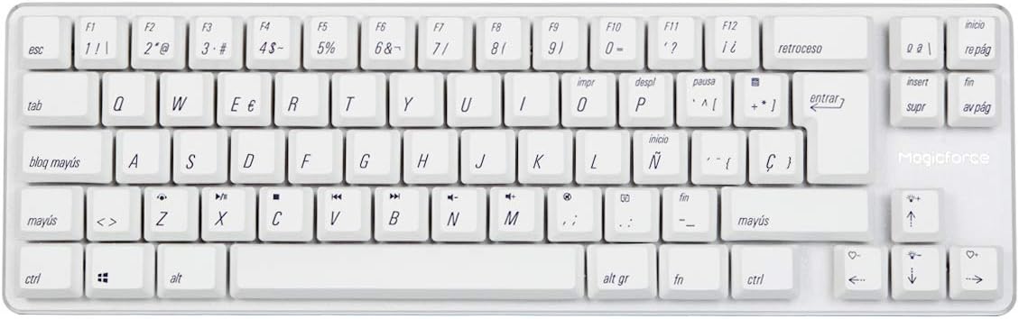 Qisan Wired Mechanical Gaming Keyboard PBT Keycaps 69 Keys Gateron Blue Switch White Backlit ES QWERTY Layout Gaming Keyboard-White