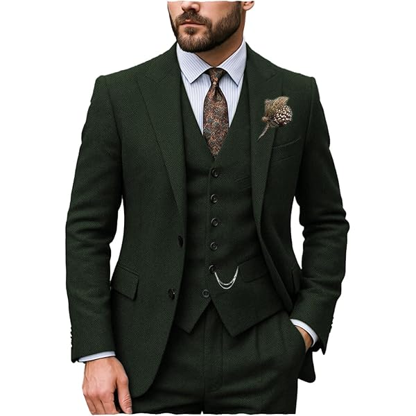 Tweed Suit Mens Men Brown Tweed Suit For Winter Wedding Groomsmen
