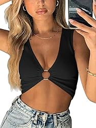 AEVZIV Sexy Crop Tops for Women Sleeveless Deep V