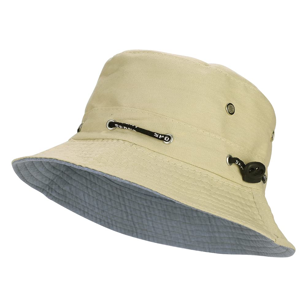 ITODA Bucket Cap Wide Brim Sun Hat UPF50+ Summer Beach Hat Women Men Fishing Hats Sunbonnet Foldable Glacier Cap Lightweight Outdoor Sun Protection Hats for Fishing Hiking Traveling Vocation Beige
