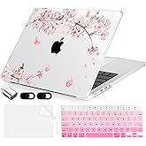 MecBevia for MacBook Pro 14 inch Case M5 M4 M3 M2 A3434 A3112 A3401 A3185 A2918 A2992 A2779 M1 A2442 Pro Max Chip (Released 2025 to 2021), Hard Shell Cover for MacBook Pro 14", Butterflies Sakura