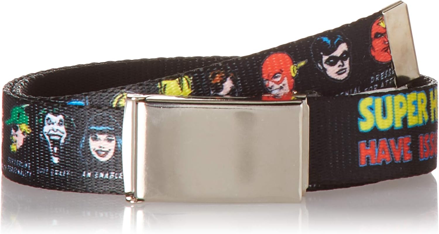 BuckleDown Men's  Belt DC Comics 1.0", Multicolor, 1.25" Wide