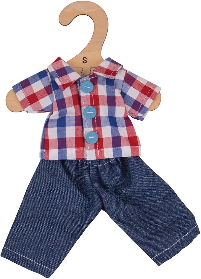 checked shirt and jeans