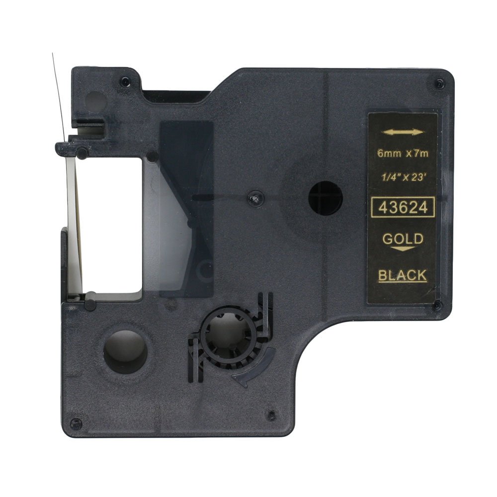 BROVACS 1 Pack Gold on Black Label Tape Compatible for DYMO D1 43624 6mm 1/4" OPA2024