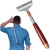 Azymi Back Scratcher Long Oversize, Back Scratcher for Men Adults Extendable with Wood Handle Massage Roller, Stainless Steel Extra Wide Claw Manual Back Scratcher Massager