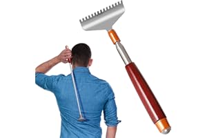 Azymi Back Scratcher Long Oversize, Back Scratcher for Men Adults Extendable with Wood Handle Massage Roller, Stainless Steel Extra Wide Claw Manual Back Scratcher Massager