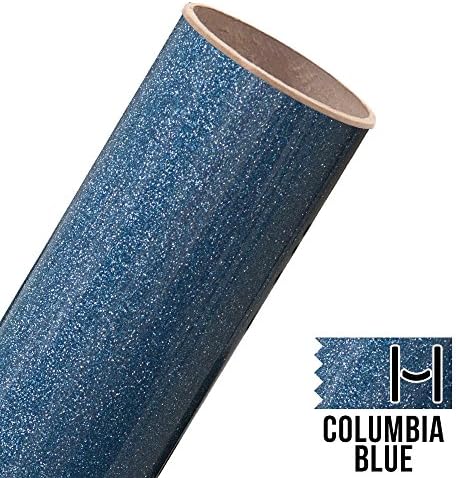 COLUMBIA BLUE GLITTER HEAT TRANSFER VINYL Sheet 12x36 Light Blue Glitter Flake HTV for T-Shirts