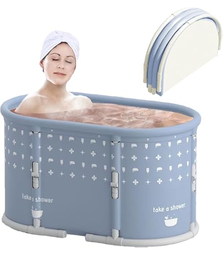 Simcat Portable Foldable Bathtub - 6-Layer Insulated Soaking Tub For Hot SPA, Ice Baths, Kids & Adults (Planet Blue, 45" L)