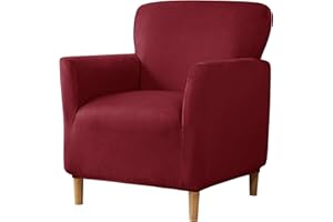 Elehealthy Stretch Chair Covers Banquet Armchair Slipcovers Luxury Velvet Armchair Sofa Covers Chair Slipcover Anti-Slip Furniture Protector for Living Room Friendly for Kids Pets (Wine Red)