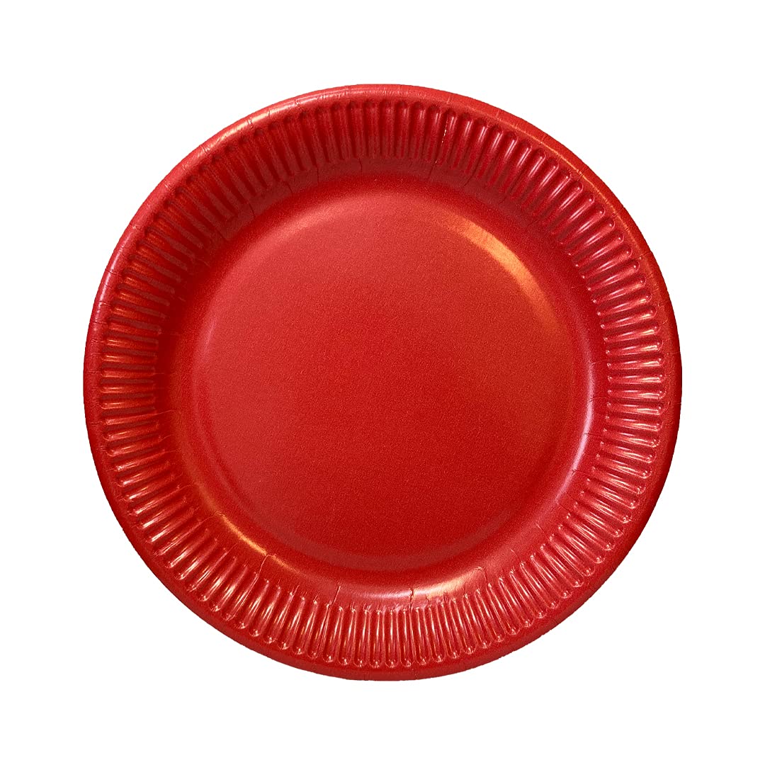 Red Party Paper Plates | Round Dessert Plates | Ruby Red Colour | Packs of 8 16 31 96 | 9" / 23cm (32)