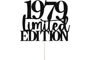 YETXEL Limited EDITION 1979 cake topper 46th birthday happy birthday cake topper men and women cheer 46 years old handmade black glitter cake decoration (1979)