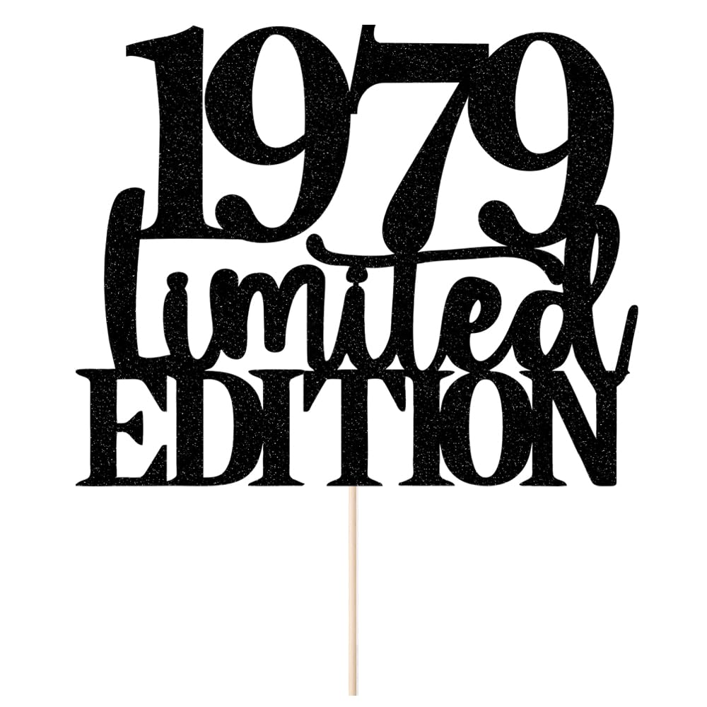 Limited EDITION 1979 cake topper 47th birthday happy birthday cake topper men and women cheer 47 years old handmade black glitter cake decoration (1979)