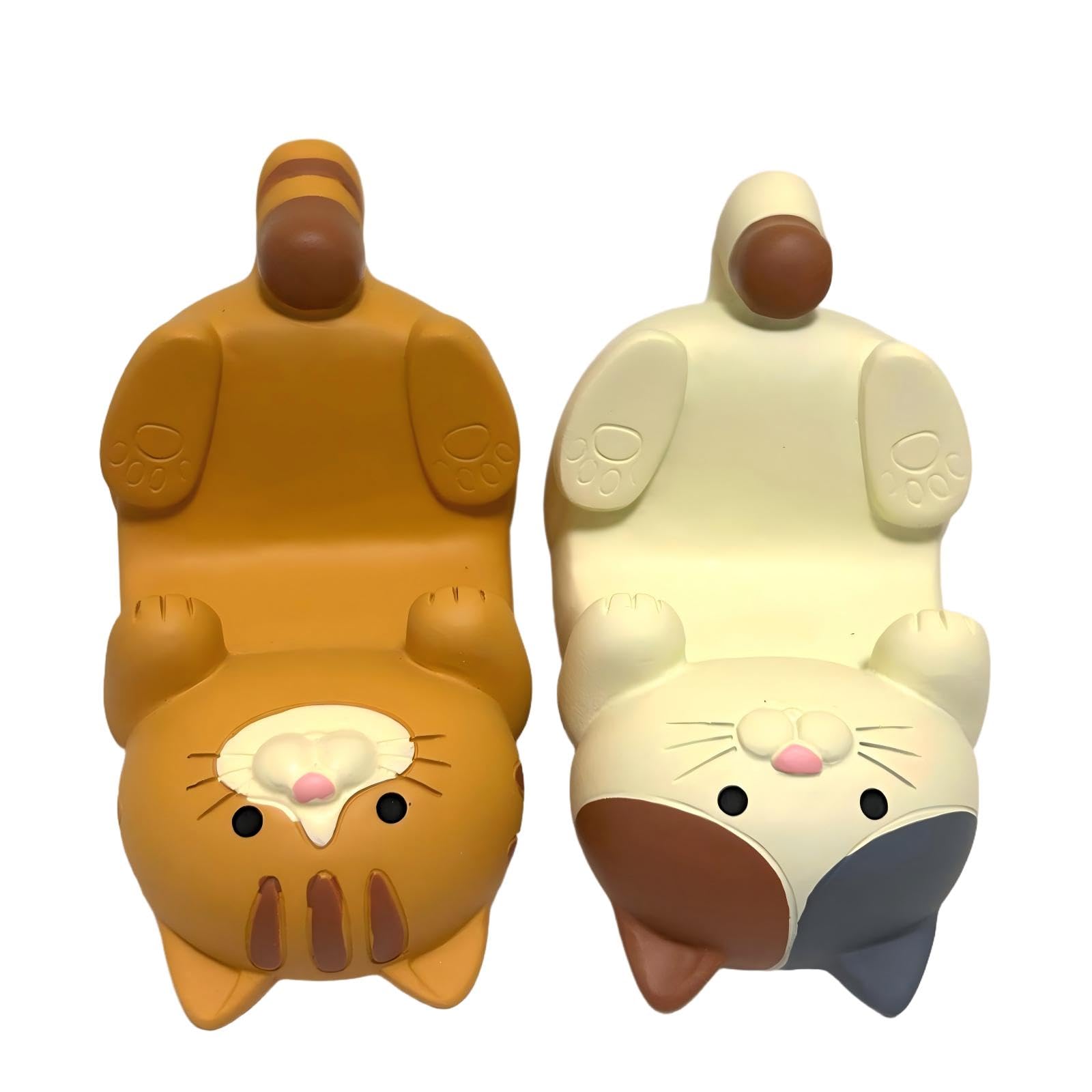 Eysinyge Cute Cat Phone Stand Set, 2-Pack Desktop Cell Phone Holders, Orange and White Kitty Design, Funny Gifts for Cat Lovers, Resin Desk Decor Accessory 3.3 x 2.3 x 2.0 inches