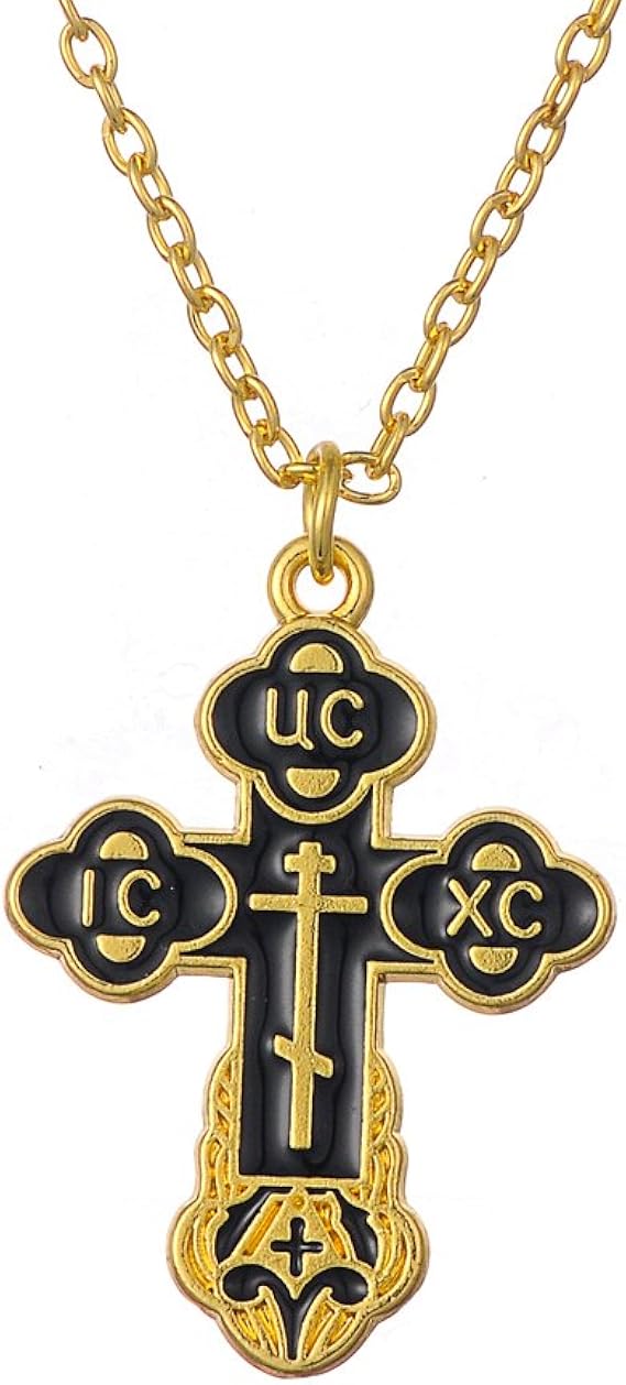 Slavic Pendant Russian Orthodox Crucifix Cross Eastern Church Necklace