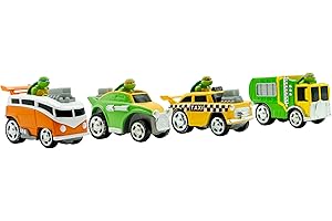 Teenage Mutant Ninja Turtles, 1:64th Diecast Shell Riders Set, Classic Styling, Leo, Raph, Donatello, and Mikey, Ages 3+