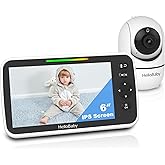 HelloBaby 6'' World First IPS 30H Battery Split-Screen Video Baby Monitor with Camera and Audio, No WiFi, Pan-Tilt-Zoom, VOX,