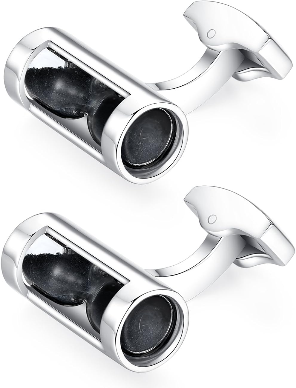 HONEY BEAR Sand Timer Hourglass Funnel Cufflinks for Men Shirt Business Wedding Gift Black, 8*20mm - Image 3