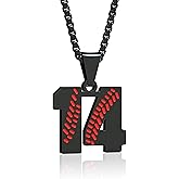 Suweibuke Inspiration Baseball Necklace - Stainless Steel Baseball Chain Number Pendant - Boys & Girls Gift