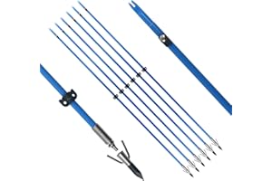 TIGER ARCHERY 34inch Bowfishing Arrows Solid Fiberglass Shaft with Broadhead for Compound Bow and Recurve Bow Fishing Arrow Archery and Hunting (Pack of 6)
