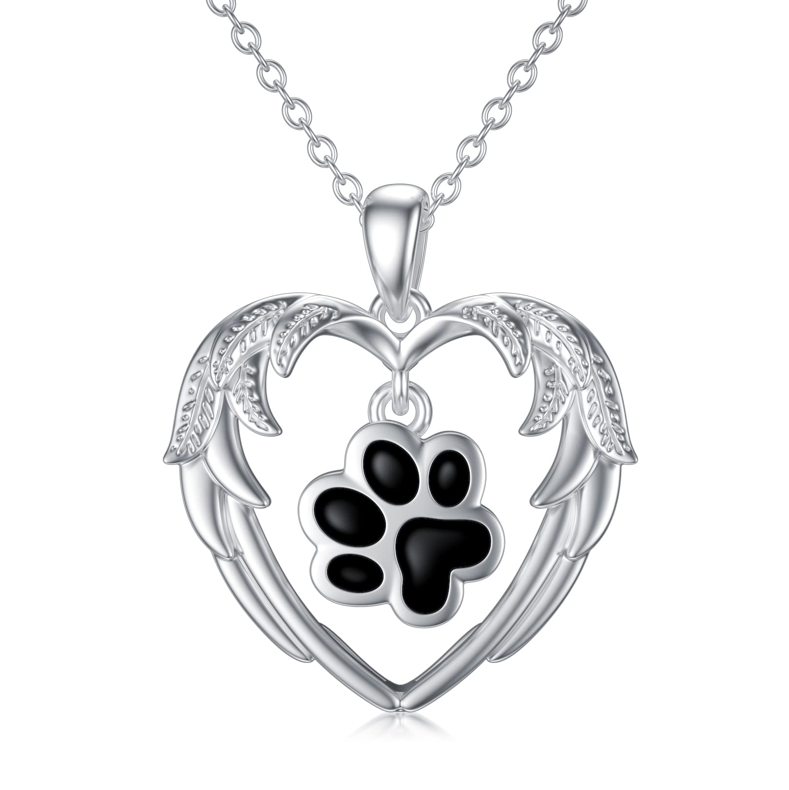 Sterling Silver Dog Urn Necklace - Heart Dog Paw Memorial Keepsake for Ashes (Cremation Jewellery Gift for Women)