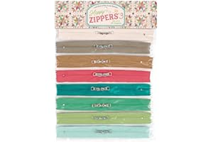 Riley Blake Happy Zippers 3 by Lori Holt of Bee in My Bonnet – 8 Colorful 16" Zippers with Dual Pulls for Sewing, Quilting & 