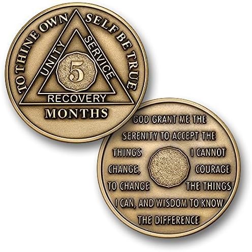 5 Month - AA Chip Antique Bronze -1 3/8" [Traditional Coin Size]