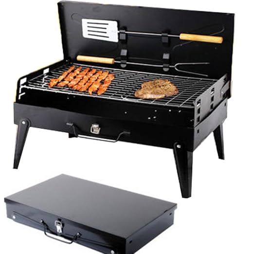 title=Sunjas Griglia Pratica Portatile e Pieghevole Campeggio Mini Fornello Barbecue