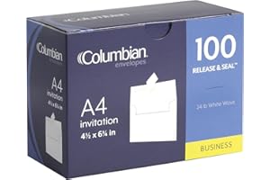 Columbian Invitation Self Seal Envelopes, 100/Box, 4 x 6 Inches for Photos & Cards, Release & Seal Peel and Seal Strip, A4, Square Flap, White (COLO228)