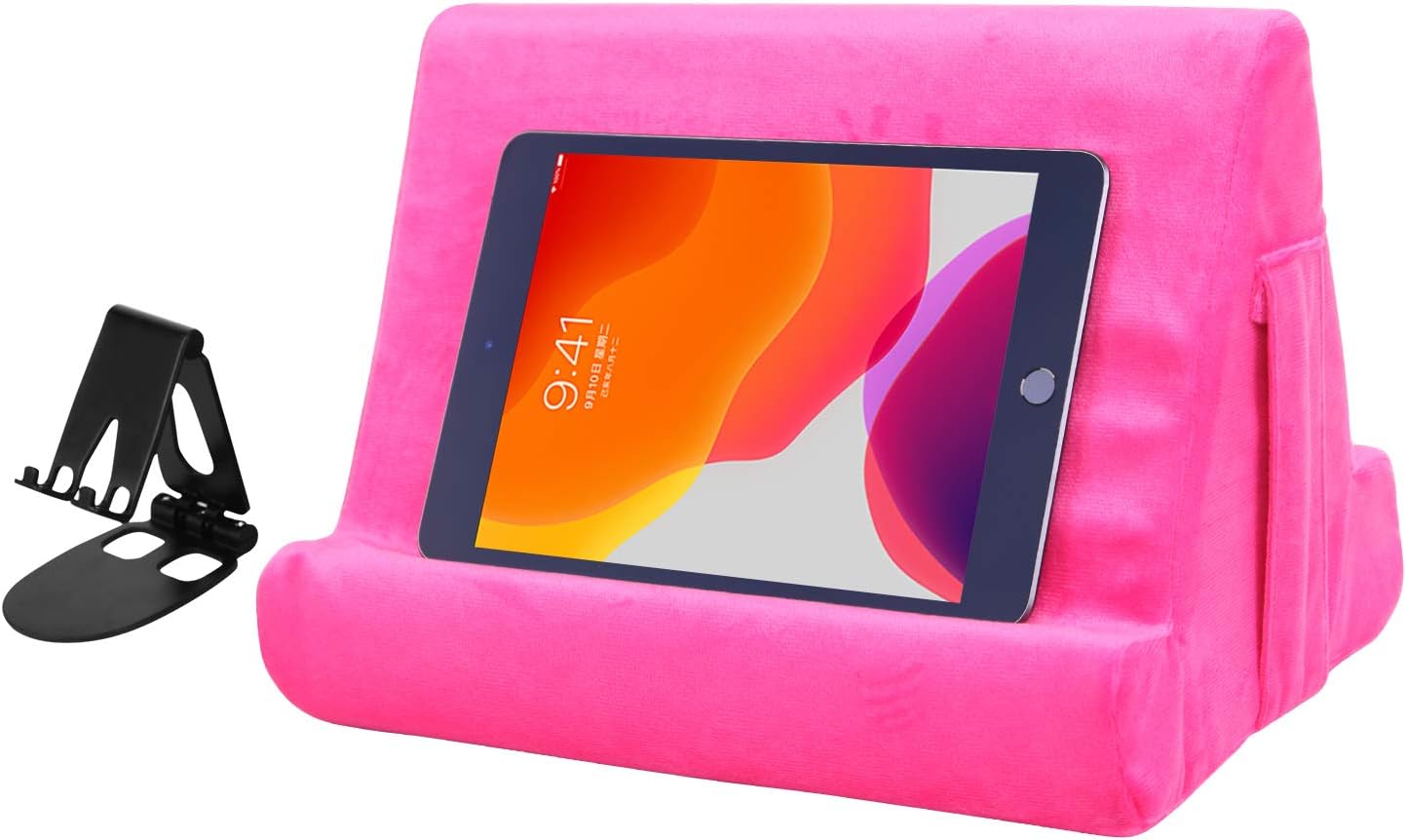 Sttargxing Multi-angle Lazy Holder & Soft Pad Stand for Tablet - Universal Phone Stands with Net Pocket - Pink
