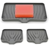 3-Pack Silicone Soap Dish, Sponge Holder for
