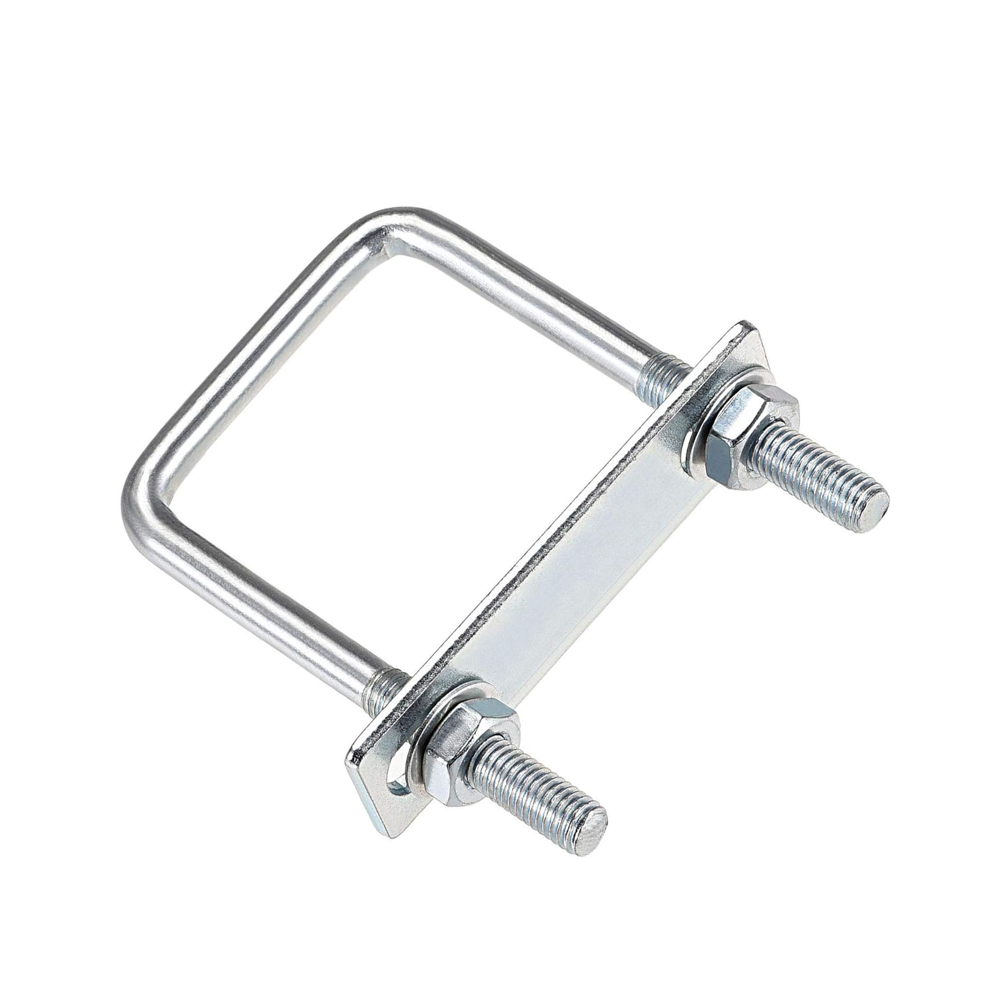 MACHSWON Square U-Bolt,4 Set Carton Steel M8 U Bolts 50mm(2") Inner Width 100mm Length with Nuts and Frame Plate for Automobiles Boat Trailer