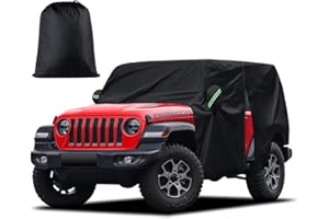 Cab Cover for Jeep Wrangler 2 Door 1987-2025 & Top Off, Migaven Waterproof Jeep Wrangler Rain Covers 2 Door with Driver Door Zipper All Weather Snow Rain UV Protection