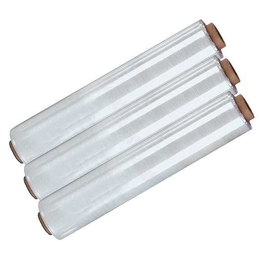 3 Rollen Stretchfolie 500mm breit und 300m lang Transparent 20my