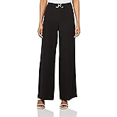 HALSTON Womens Gold Belt Straight Leg Soft Suiting Pant