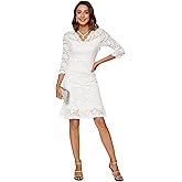 Riatobe Womens Lace Floral Overlay Sexy V Neck Evening Cocktail Party Mermaid Bodycon Dresses