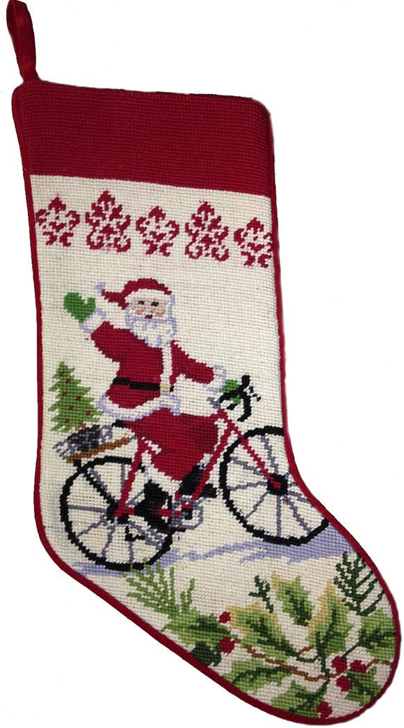 Santa Holiday Bicycle Stocking