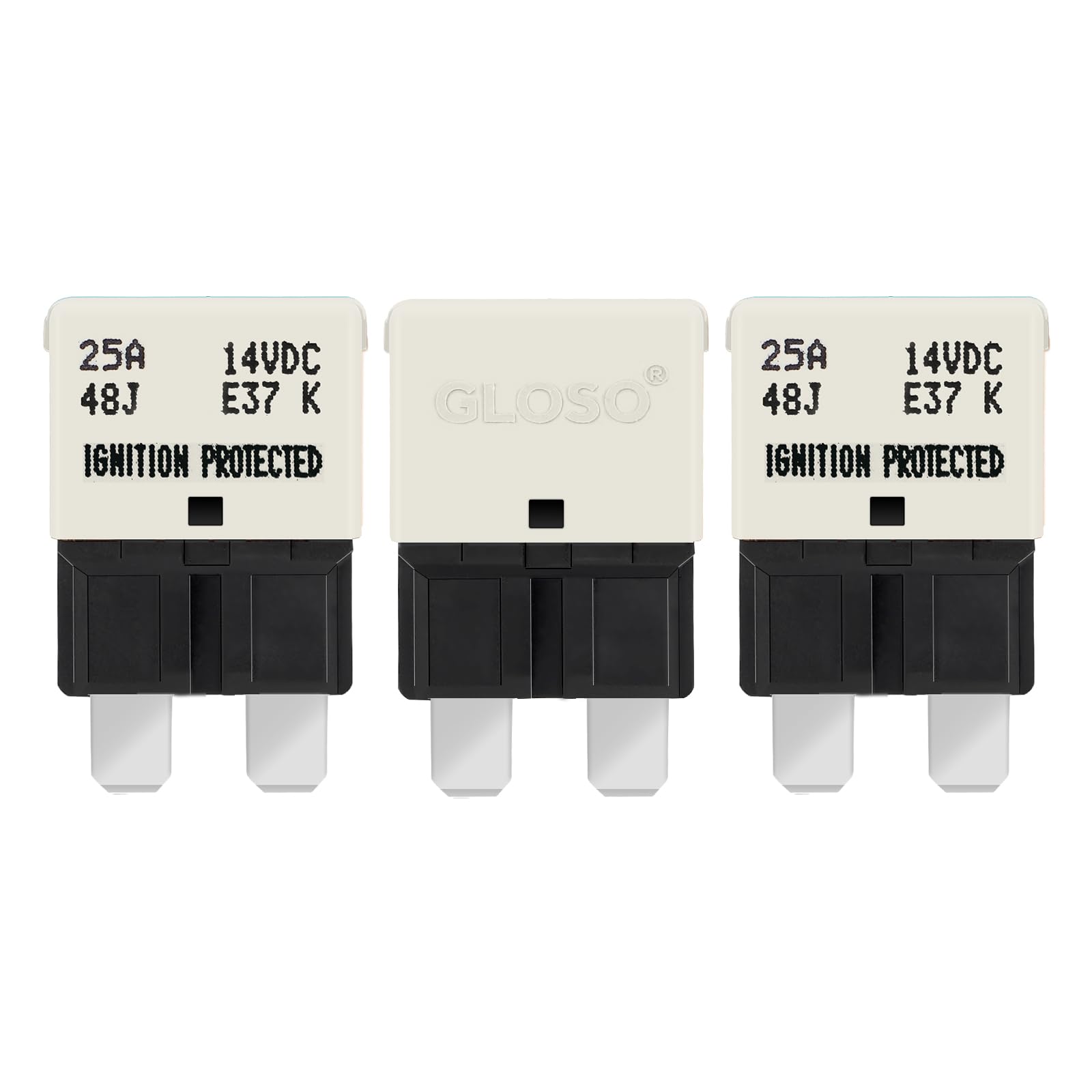 GLOSO Blade Circuit Breaker RV Marine Boat Truck Yacht Auto Reset Audio Solar System Protection ATO ATC 25 Amp E37 3 PACK